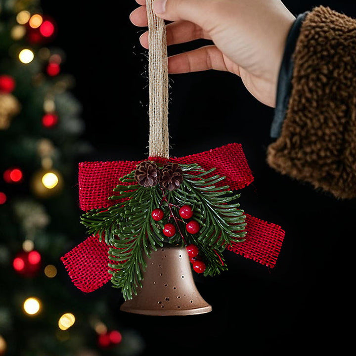 Festive Christmas bell with pine cone decoration