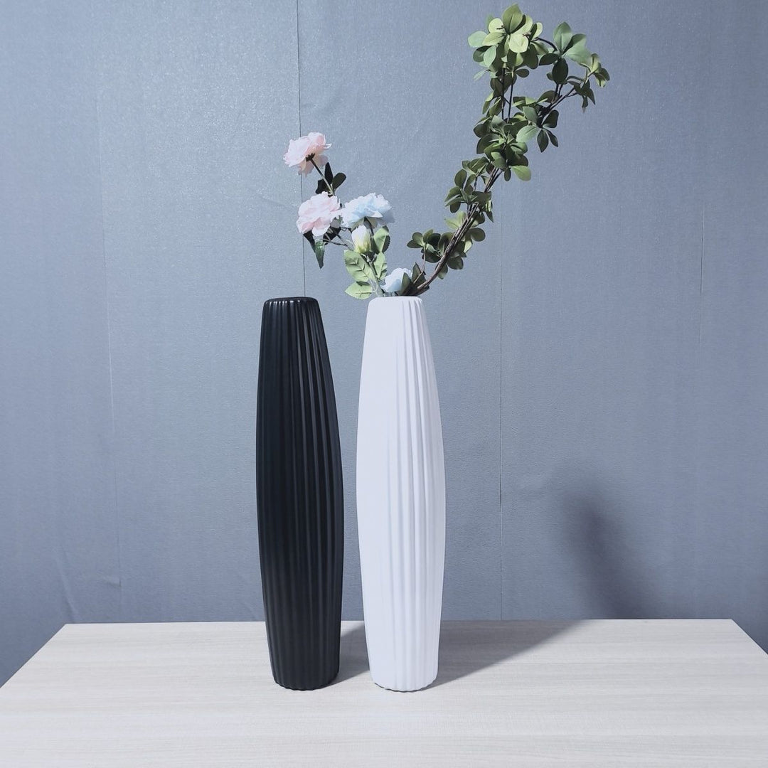 Elegant Tall Decorative Ribbed Vase