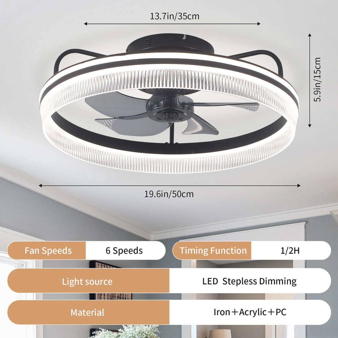 Modern smart ceiling fan with integrated LED light
