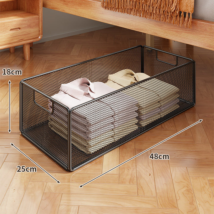 Under-Bed Rolling Mesh Storage Basket with Castor Wheels