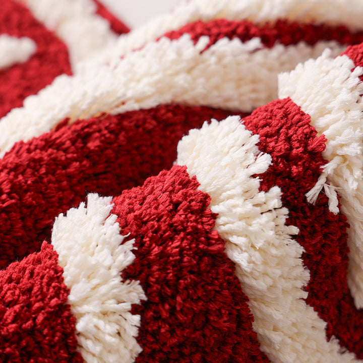 Hand-tufted bow bath mat with high-pile technique and non-slip back