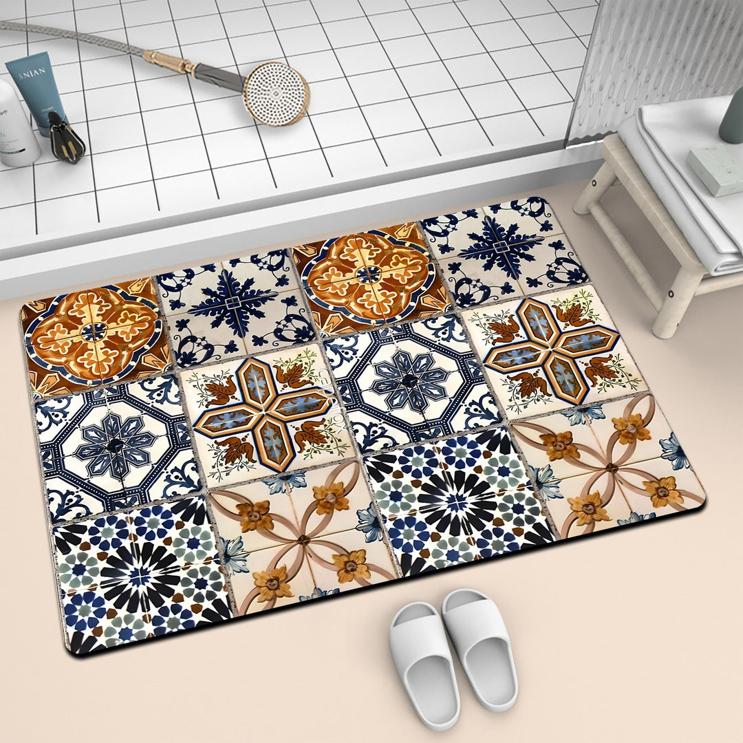Colorful Geometric Pattern Bath Mat