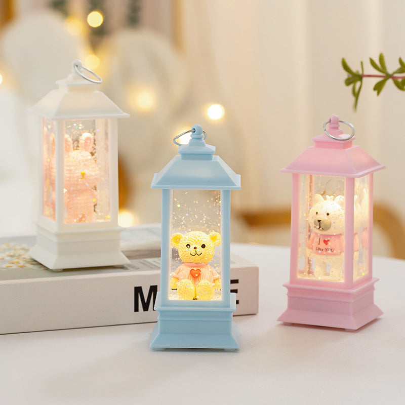 LED decorative lantern with bear motif