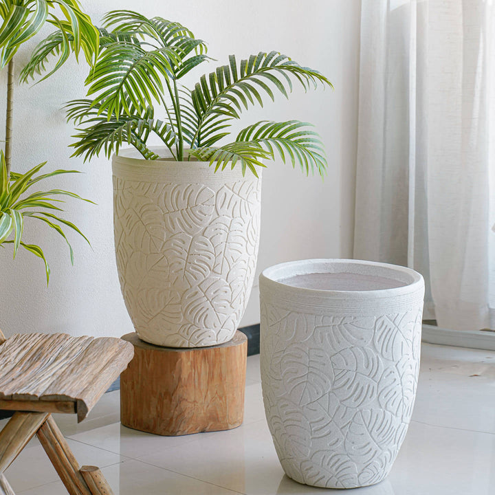 Elegant flower pot with textured design