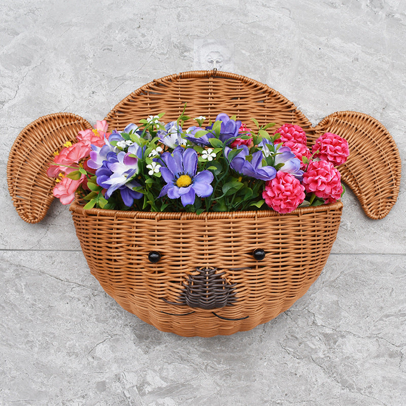 Decorative Dog-Shaped Woven Storage Basket