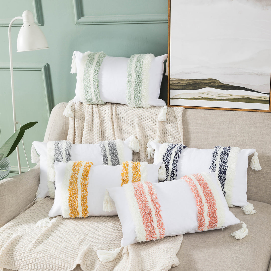 Textured Pom-Pom Decorative Throw Pillow