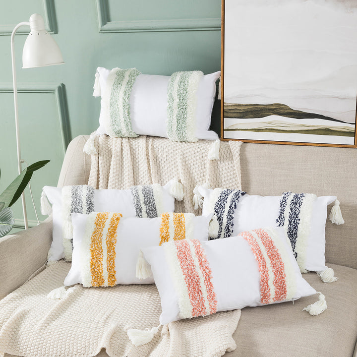 Textured Pom-Pom Decorative Throw Pillow