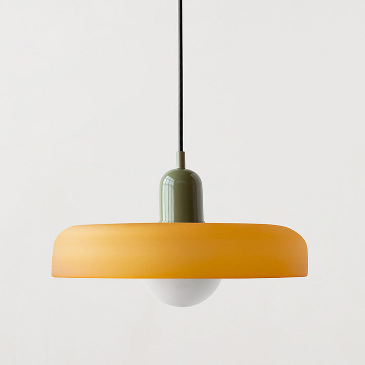 Minimalistic ceramic pendant lamp with layered bell shade