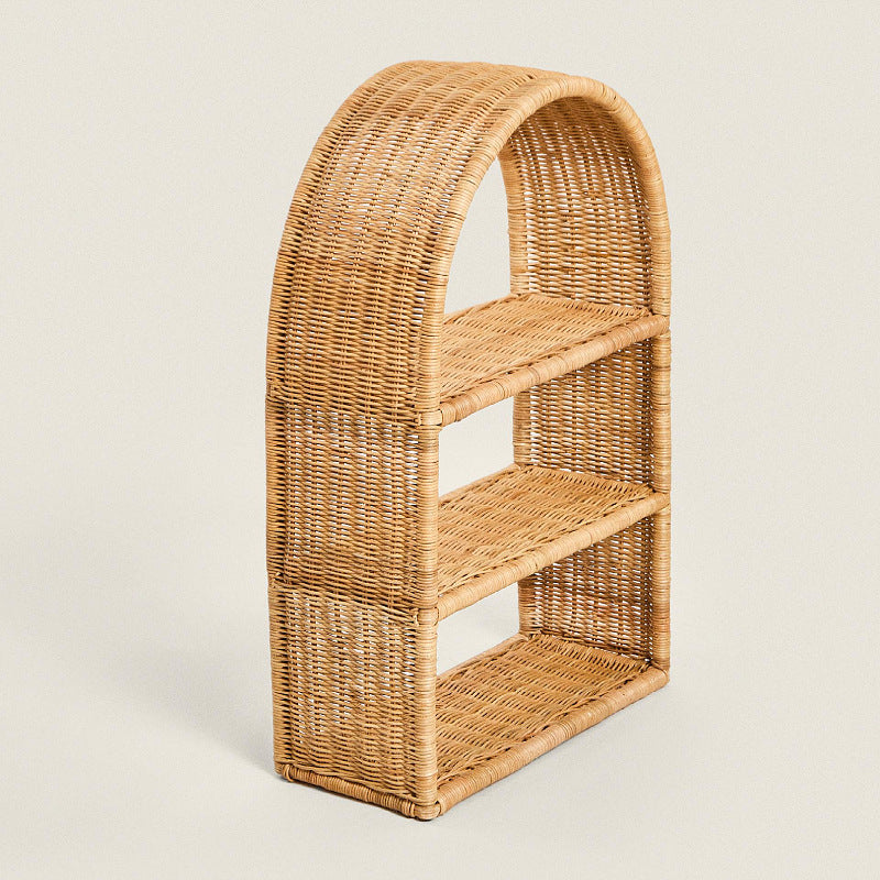 Handmade shelf made of woven rattan