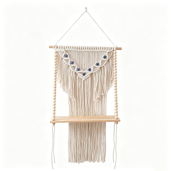 Macrame Wall Hanging Shelf with Decorative Beads