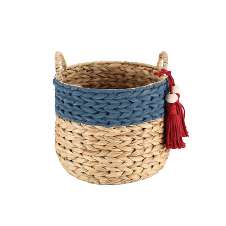 Basket with drawstring and tassel
