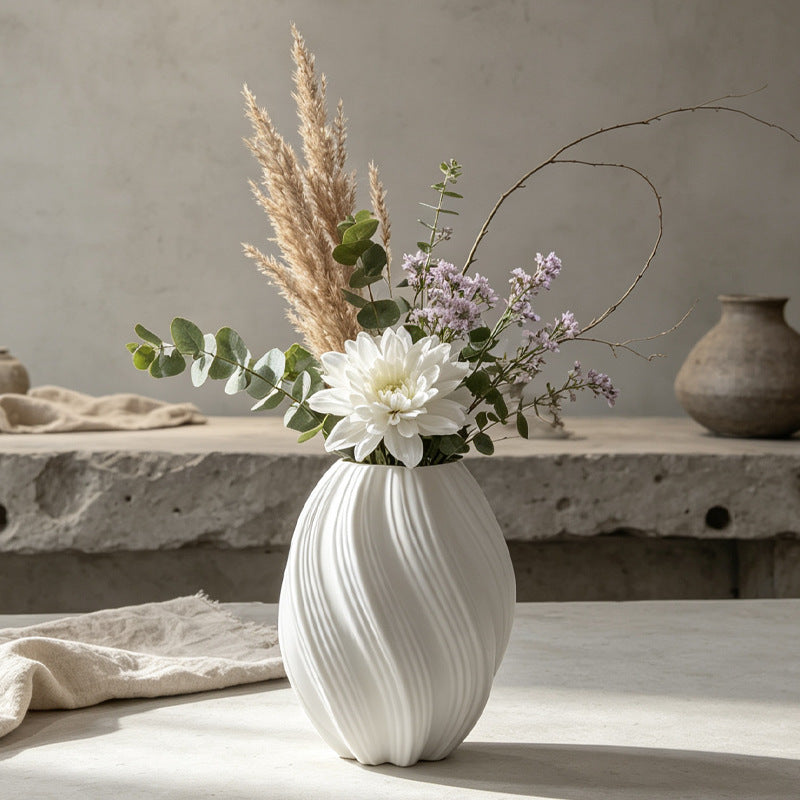 Elegant Vertical Ribbed Decorative Vase