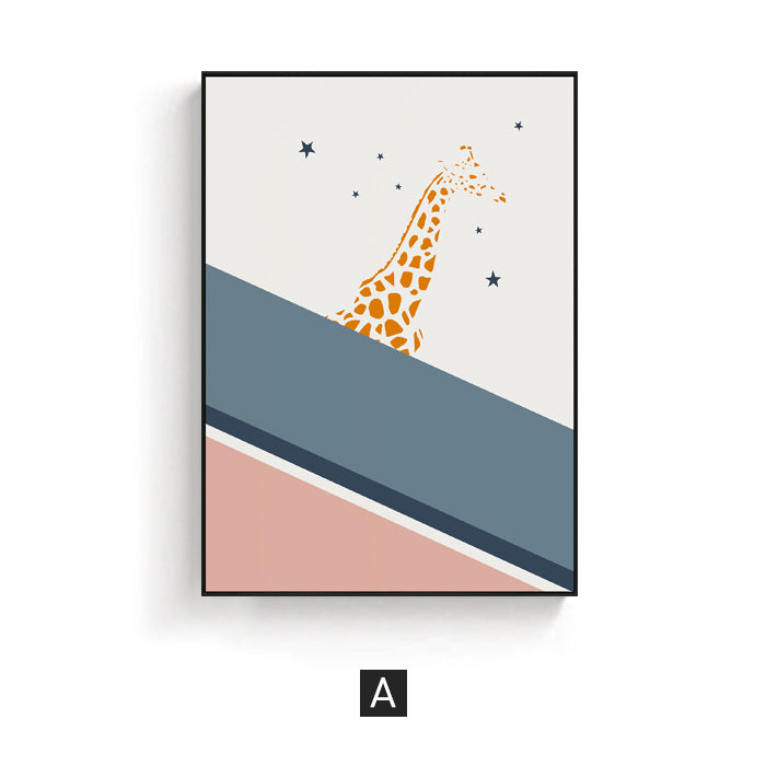 Abstract Giraffe Illustration Framed Art