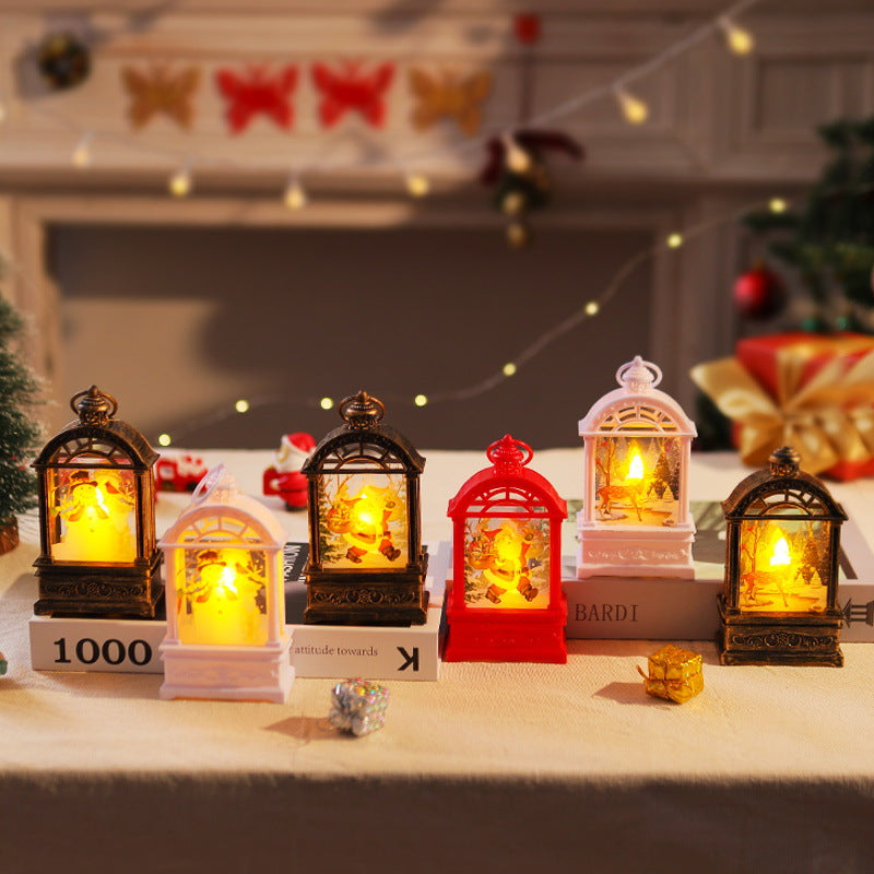 Decorative Christmas lantern with nostalgic Santa motif