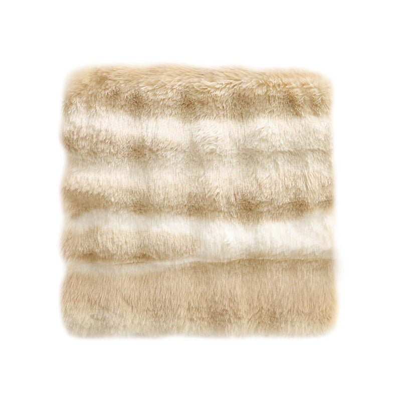 Square luxurious faux fur floor seat cover with dense long pile