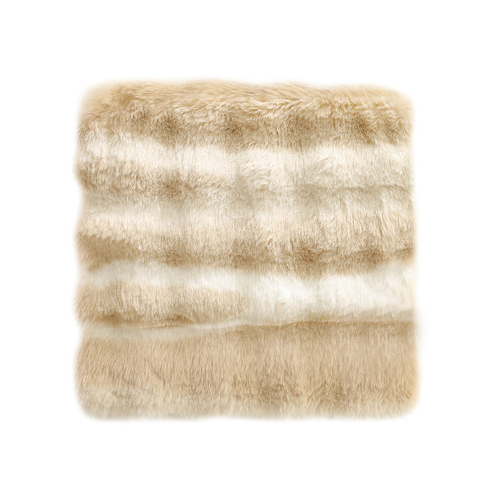 Square luxurious faux fur floor seat cover with dense long pile