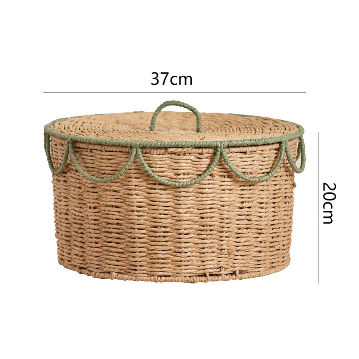 Storage basket with lid and handles