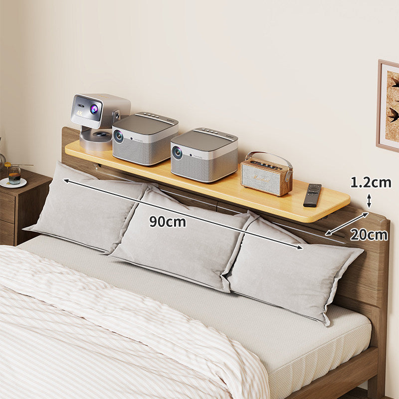 Wall-Mounted Slim Floating Headboard Shelf with Rounded Corners and Concealed Brackets