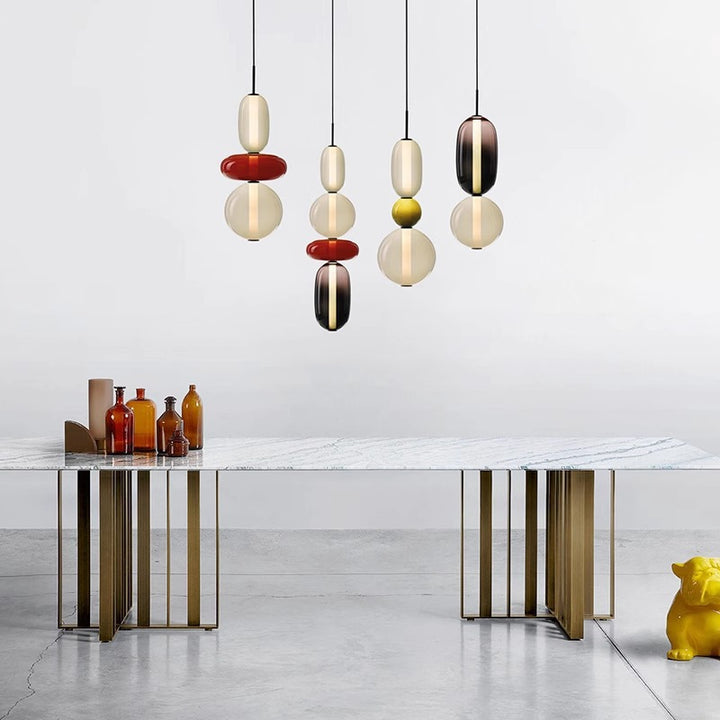 Stacked Orb Glass Pendant with Mixed Surface