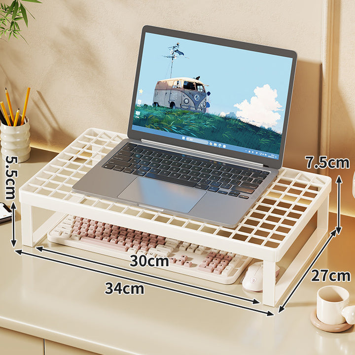 Elevated Mesh Laptop Stand Riser with Under-Keyboard Storage