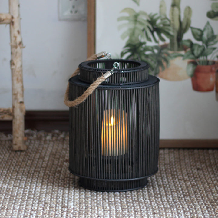 Decorative lantern made of woven material