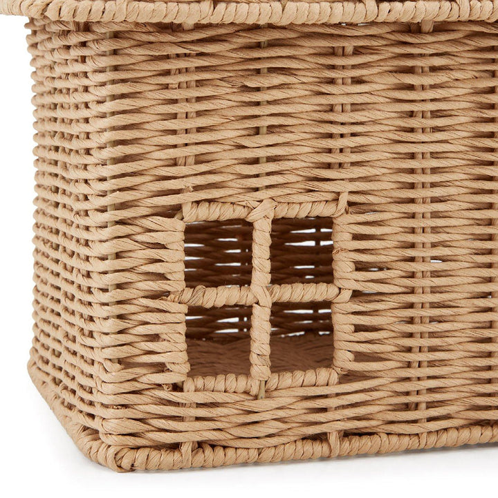 Playful storage basket in the shape of a house