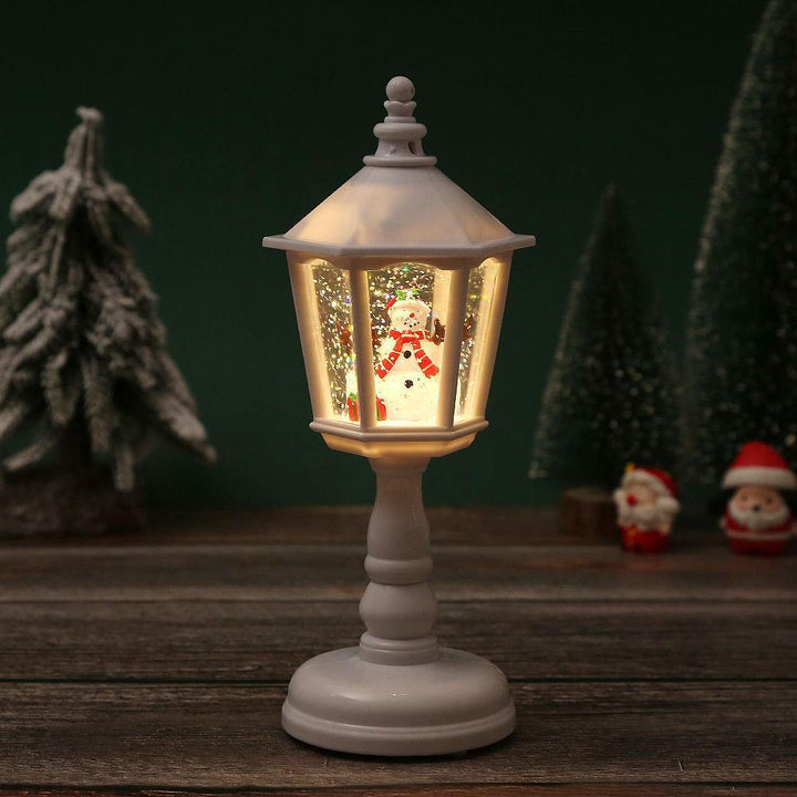 Nostalgic Christmas lantern with moving Santa scene