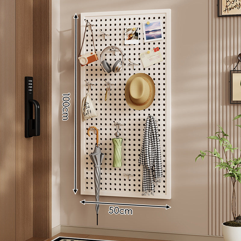Wall-Mounted Perforated Pegboard Organizer Panel with Metal Frame