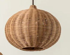Handmade pendant light made of braided rattan
