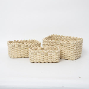 Decorative storage baskets made of woven material
