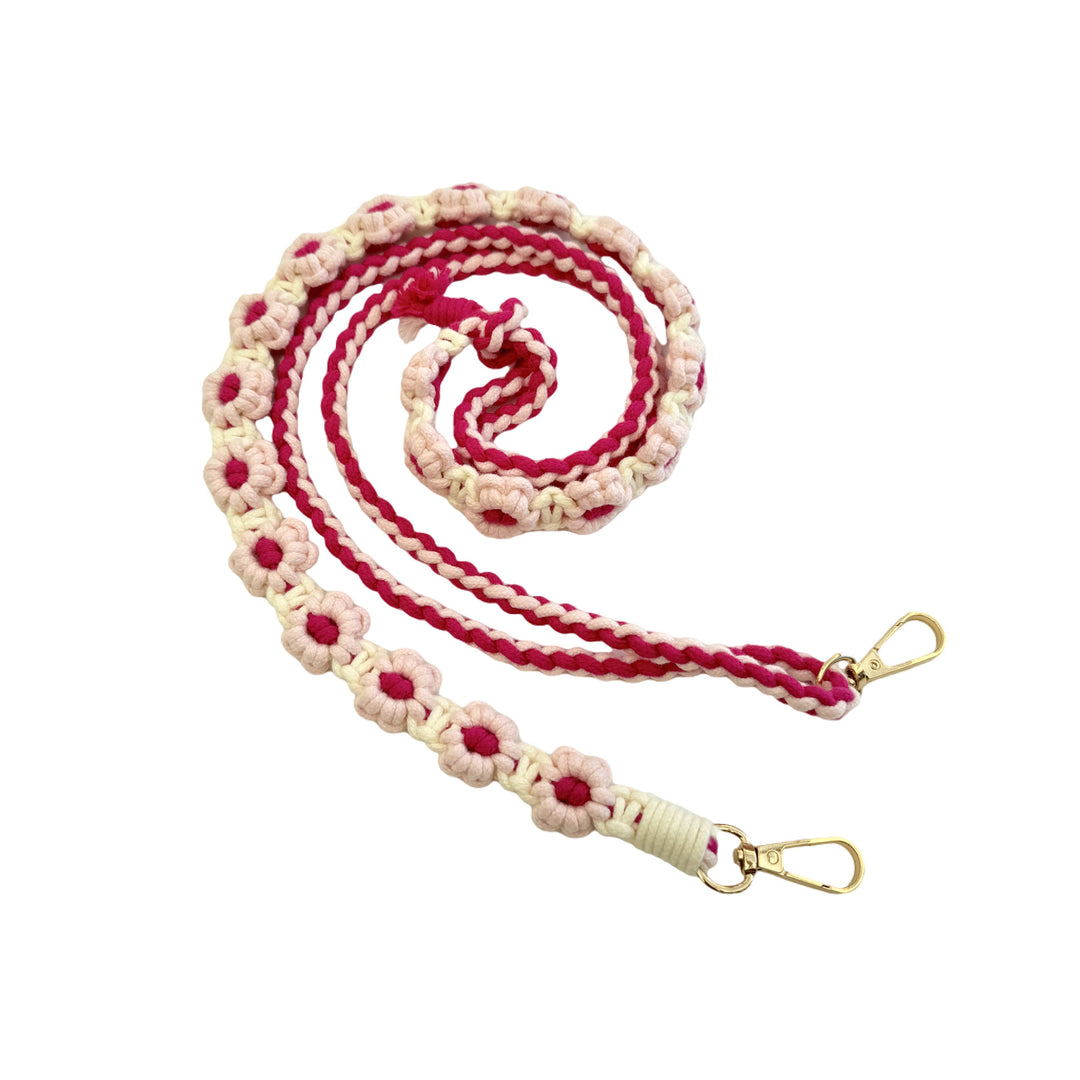 Macrame Pet Leash with Floral Detailing