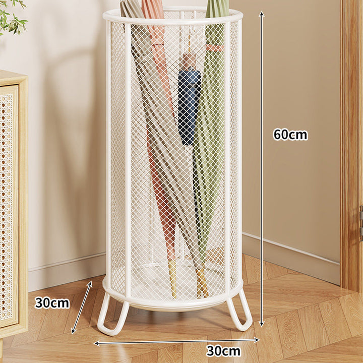 Metal Mesh Round Umbrella Stand with Elevated Feet and Integrated Drain Tray