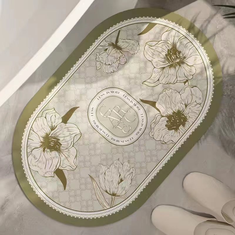 Elegant Floral Design Bath Mat