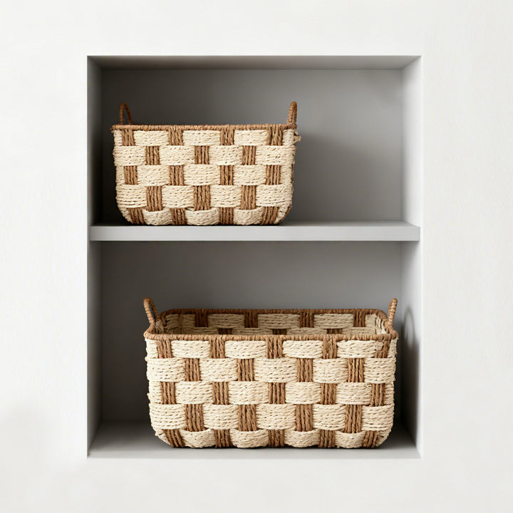 Basket with decorative honeycomb design