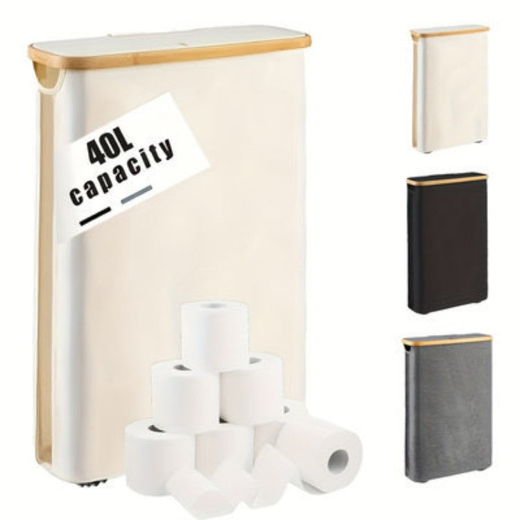 Multifunctional laundry storage box with bamboo lid