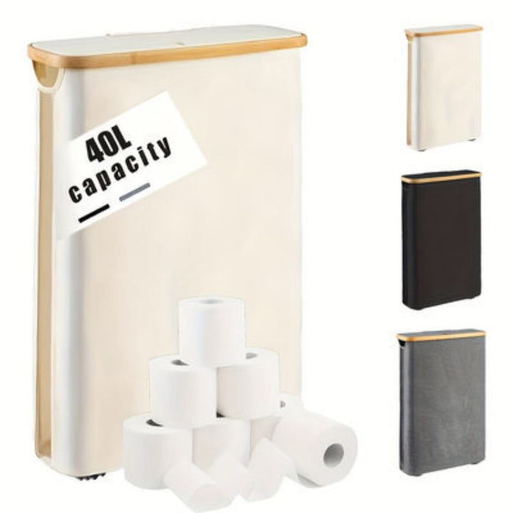 Multifunctional laundry storage box with bamboo lid