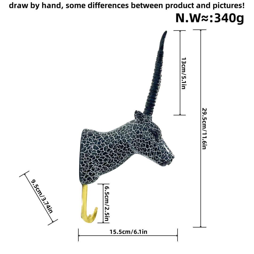Wall hook in the form of a stylized unicorn