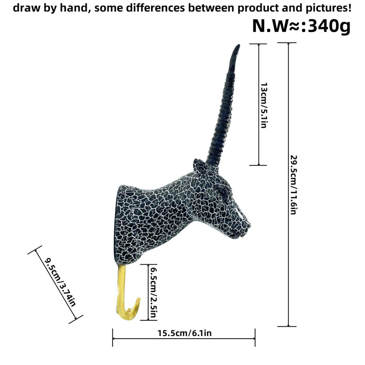 Wall hook in the form of a stylized unicorn