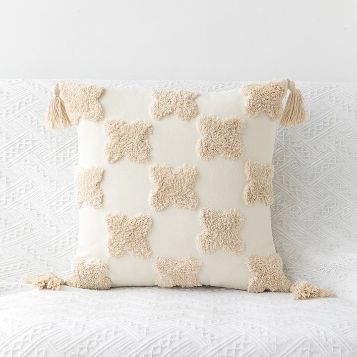 Textured Tassel Accent Throw Pillow