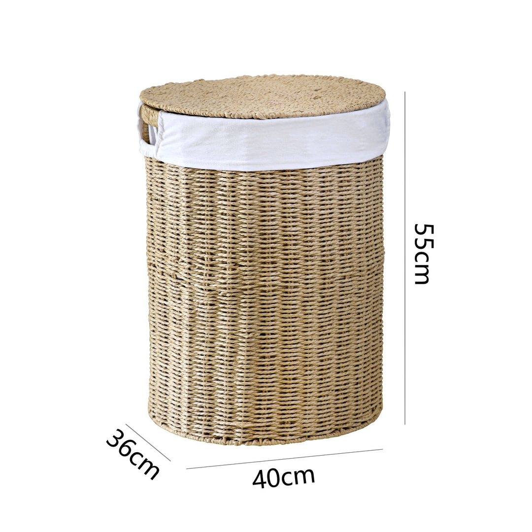 Rustic laundry basket made of woven material