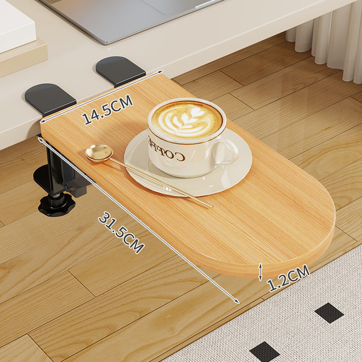 Clamp-On Foldable Bamboo Side Tray Table for Desk and Sofa