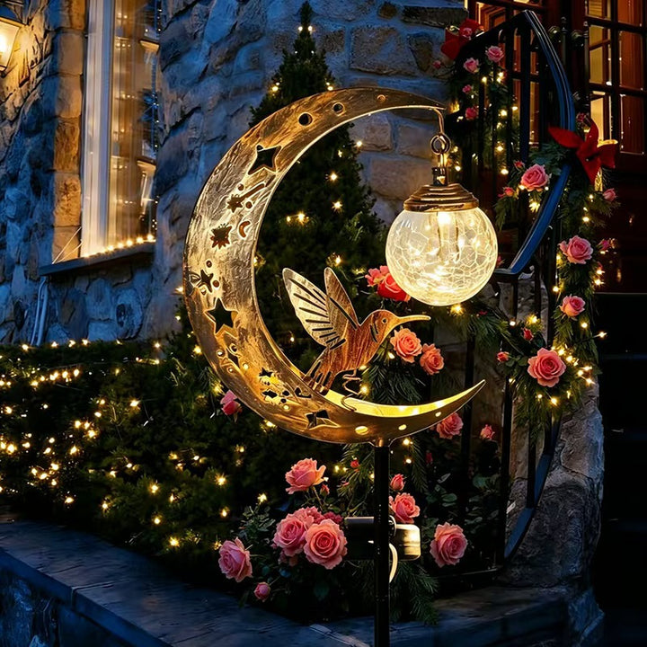 Halloween Half Moon Cat Solar Garden Lantern