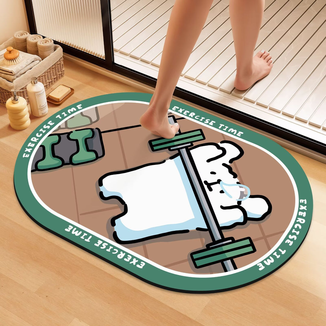 Playful Cartoon Dog Bath Mat