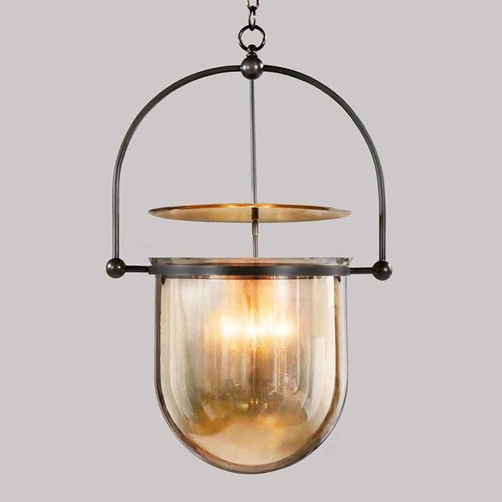 Mouth-blown glass dome pendant light with arch frame