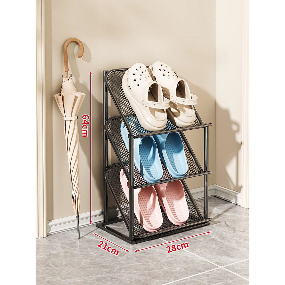 Four-Tier Vertical Angled Metal Mesh Shoe Rack Organizer
