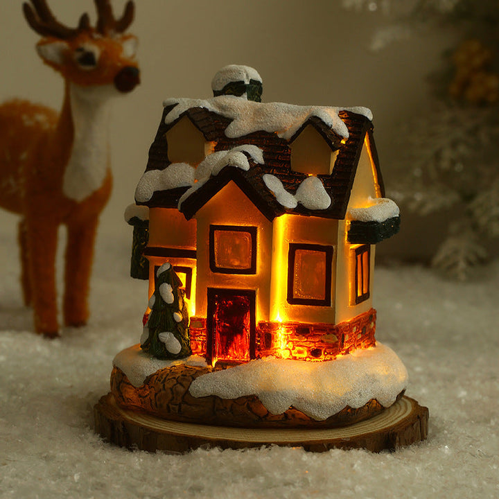 Illuminated Christmas village made of ceramic
