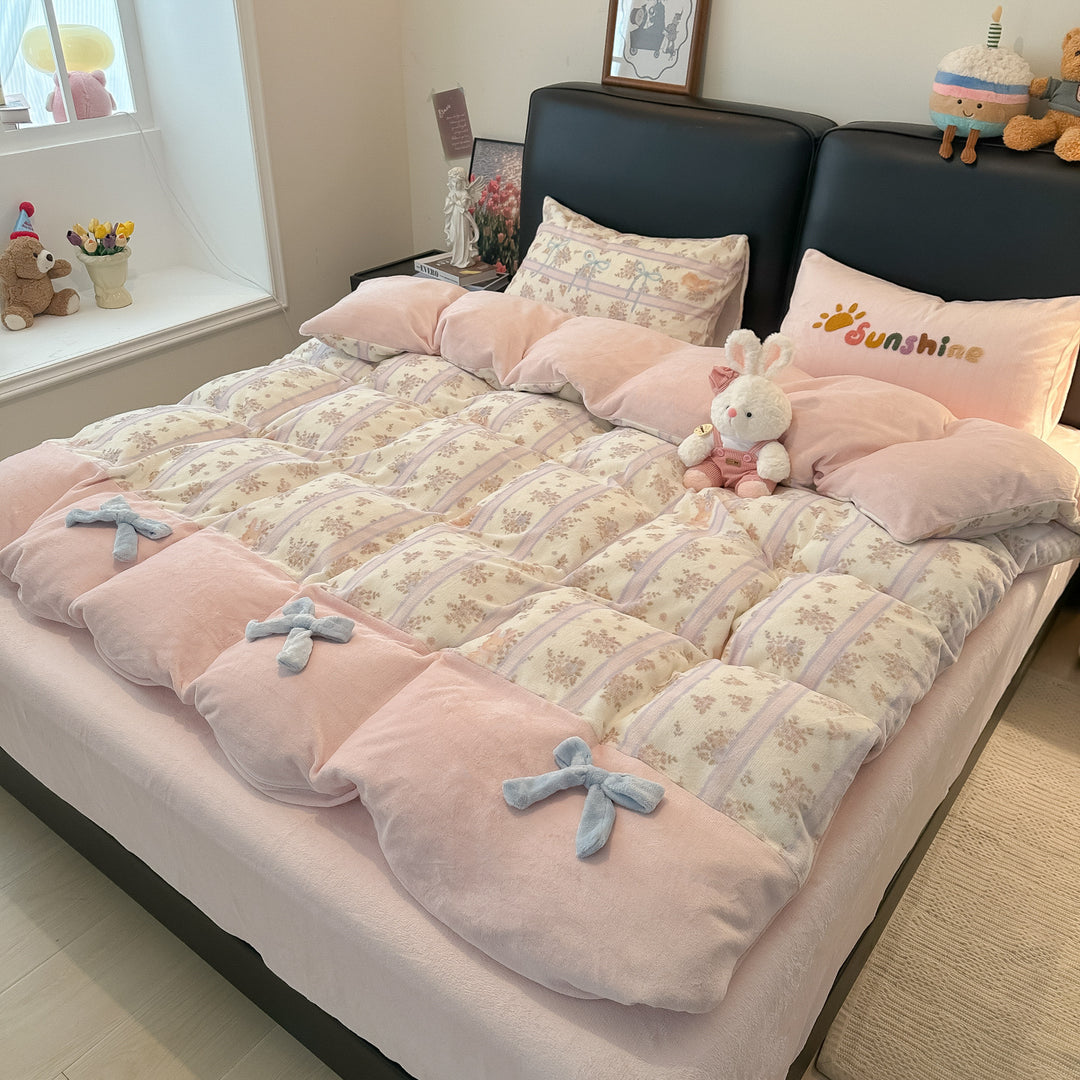 Soft Flannel Checkered Duvet Cover Set