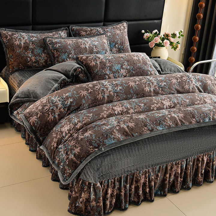 Luxurious Floral Embroidered Bedding Set