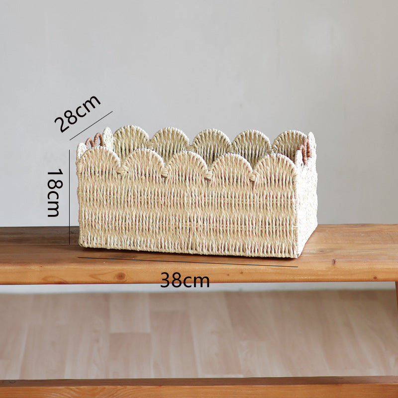Handcrafted storage basket with wave edge