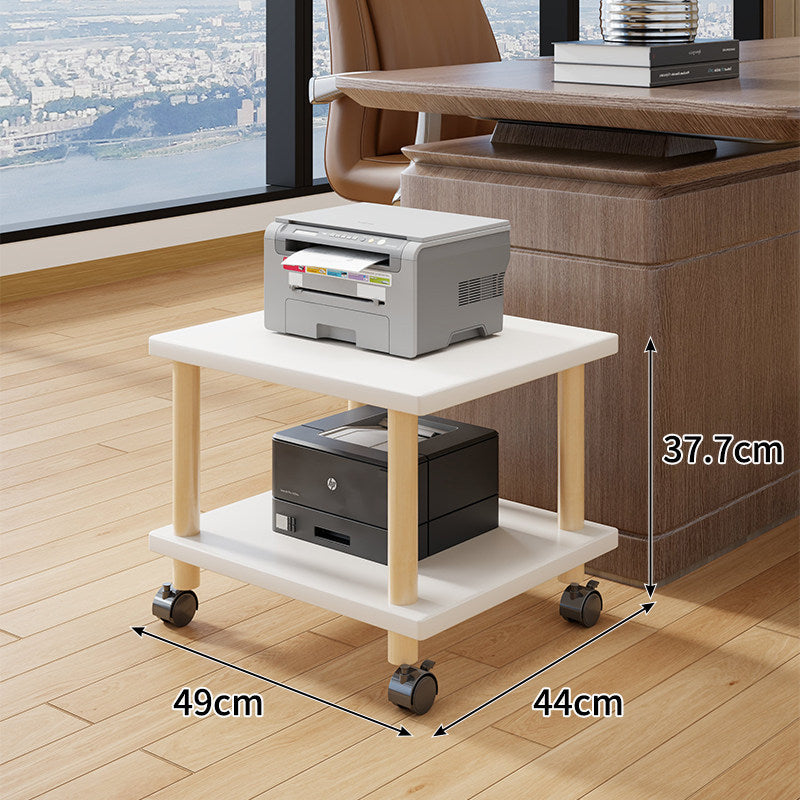 Compact Mobile Tiered Wooden Printer Stand with Swivel Casters